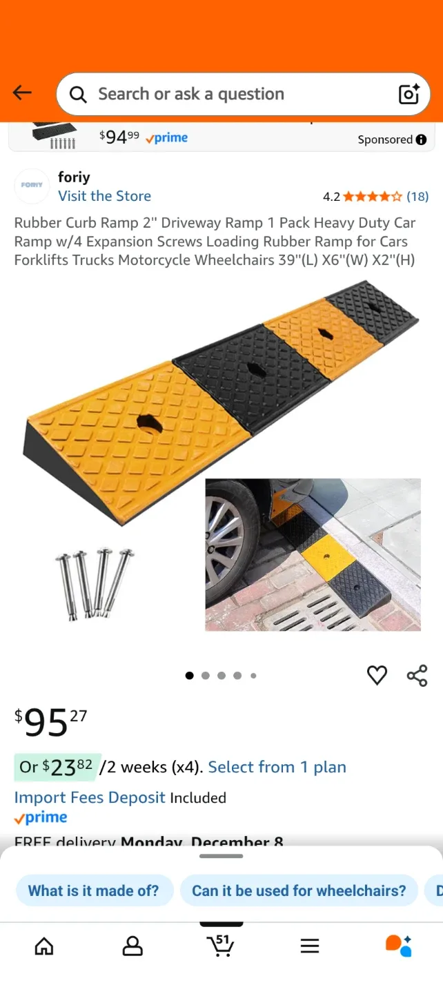 Foriy Rubber Curb Ramp - Driveway Ramp image indicator(6)