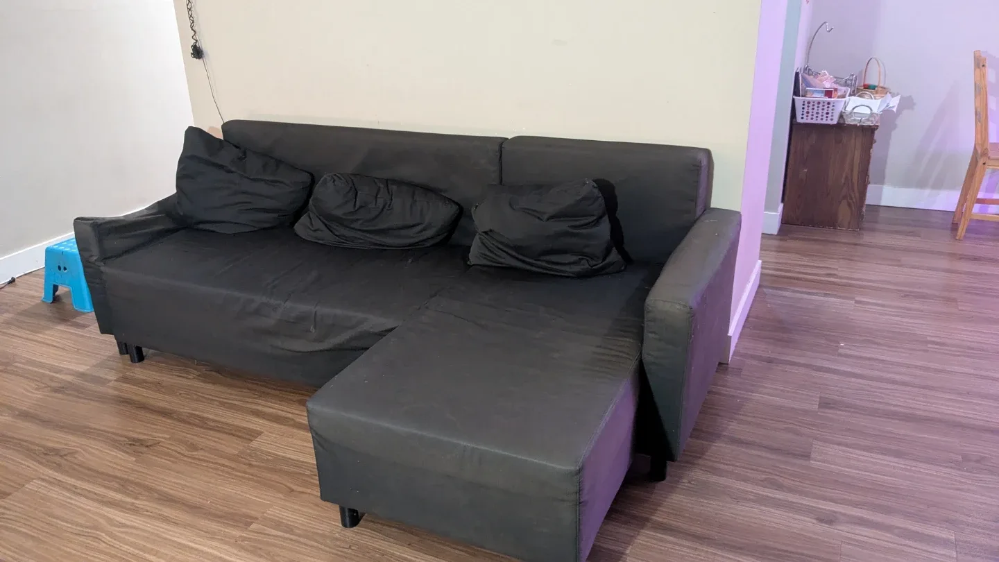 IKEA FRIHETENCorner sofa-bed with storage, Bomstad black