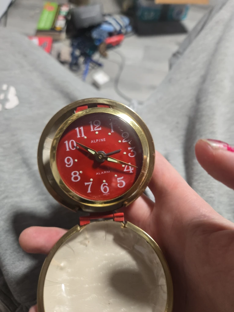 Alpine Red Travel Alarm Clock