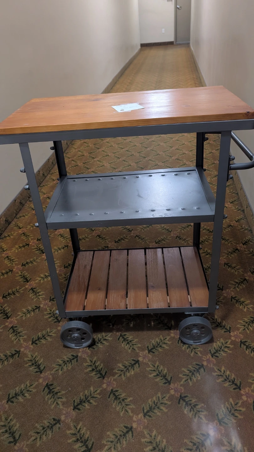 Rolling Kitchen Cart with Wood Shelves