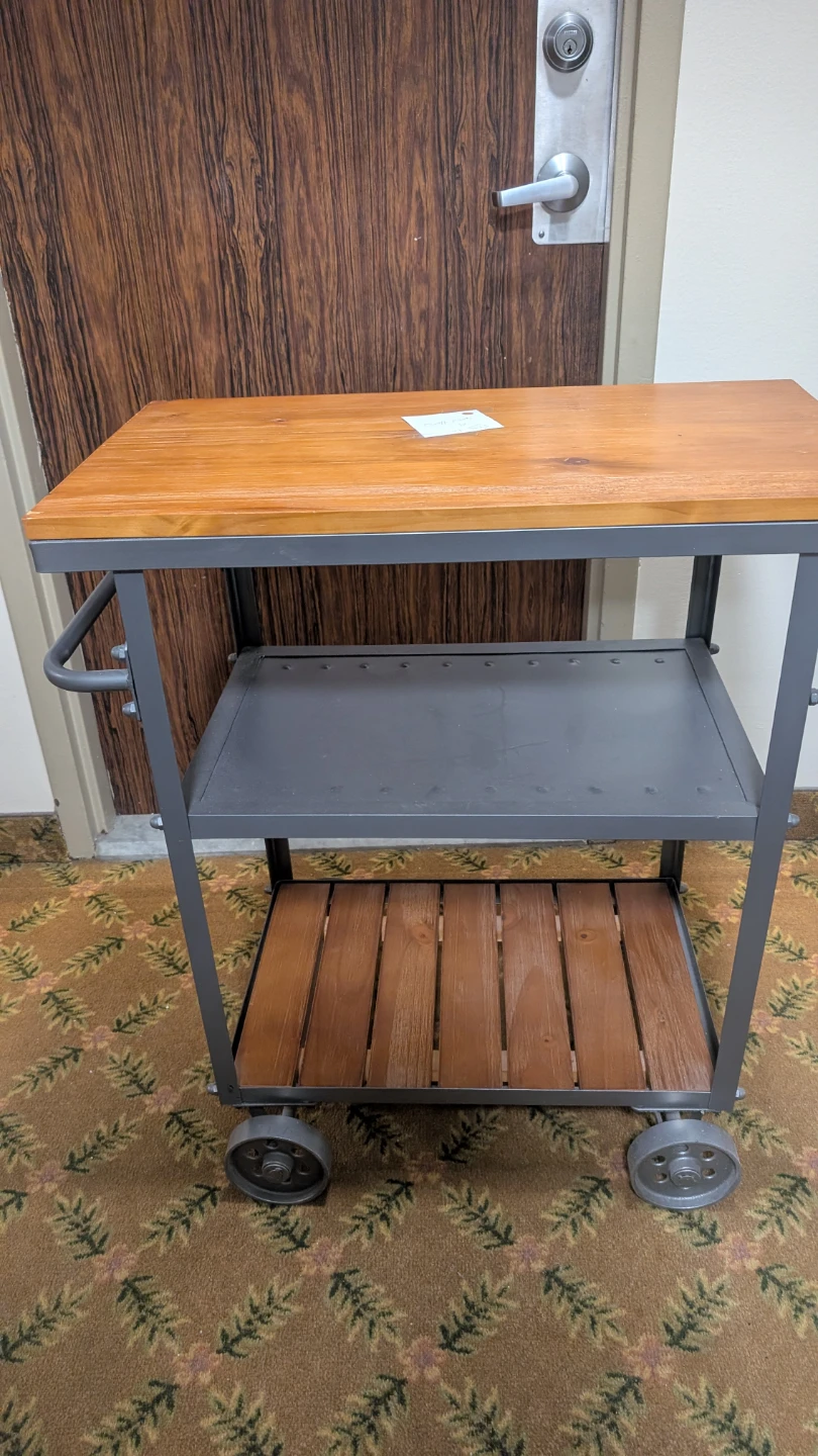 Rolling Kitchen Cart with Wood Shelves - photo 2