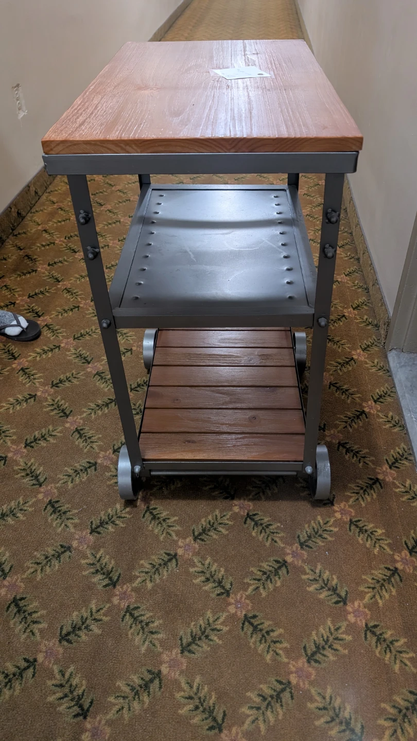 Rolling Kitchen Cart with Wood Shelves - photo 3