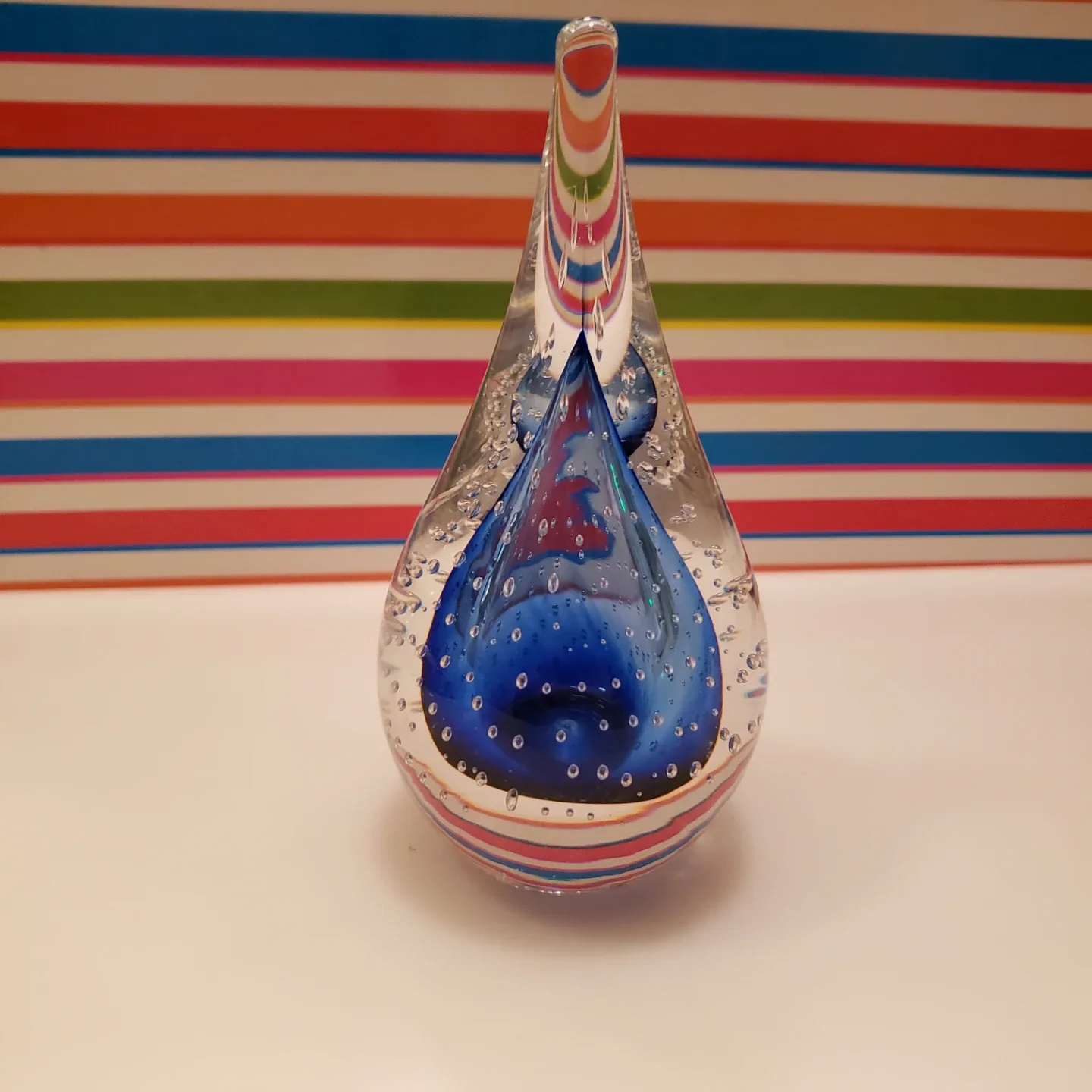 Mp Glass Art Blue Bubble Paperweight image indicator(2)