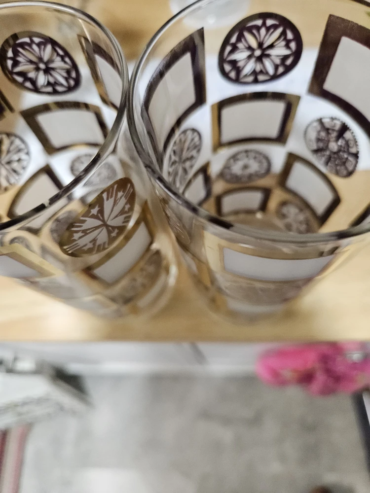 Vintage Gold & White Highball Glasses - photo 2
