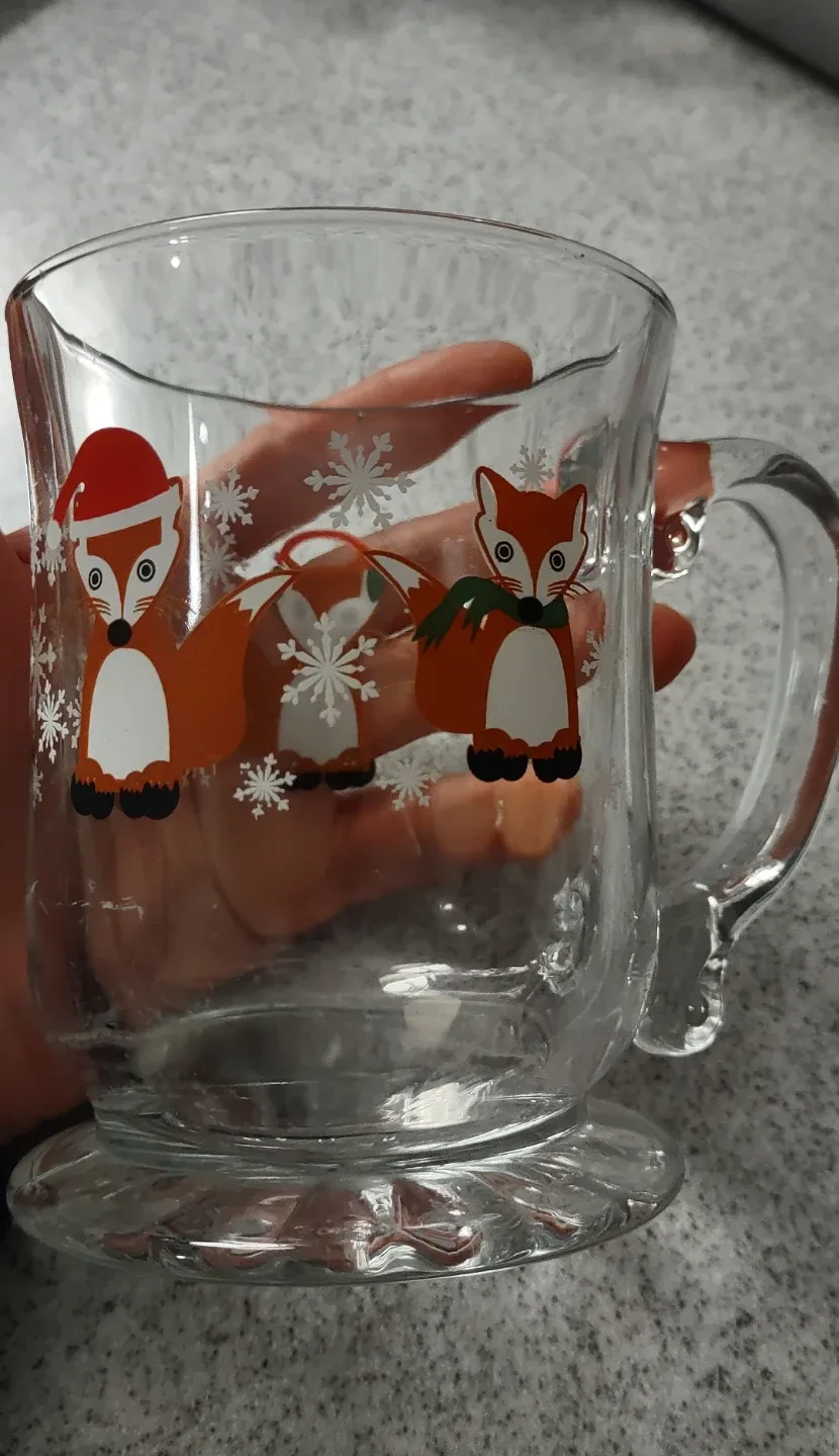 (NEW) Fox Holiday Glass Mug + (free) plastic jar # Cleanout image indicator(2)