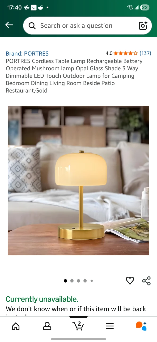 PORTRES Cordless Table Lamp - Like New! - photo 2