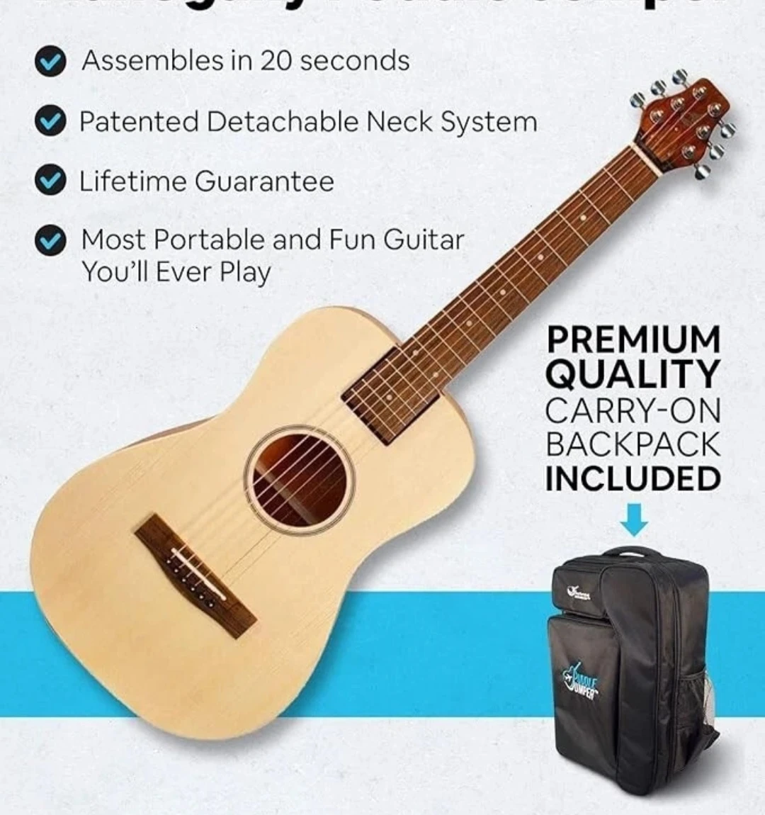 New Journey PJ410N Travel Guitar – Collapsible – Solid Spruce - photo 2