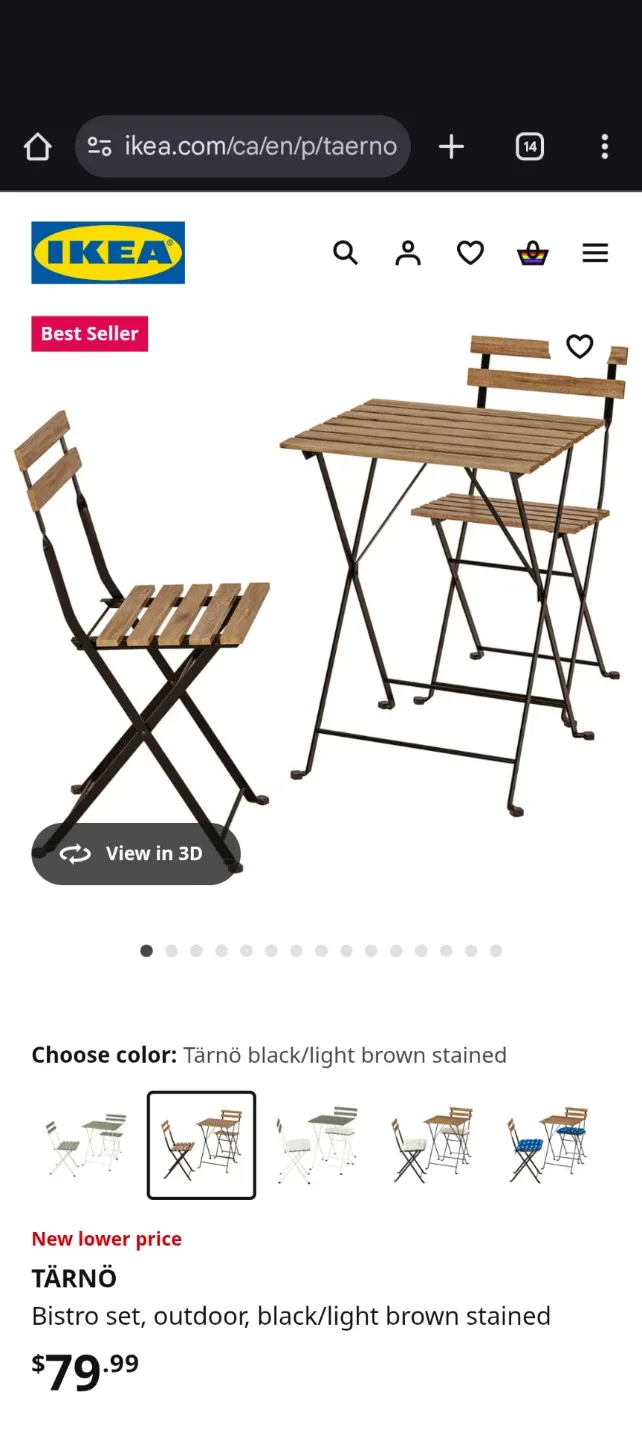 IKEA TÄRNÖ Bistro Set - Black/Light Brown
