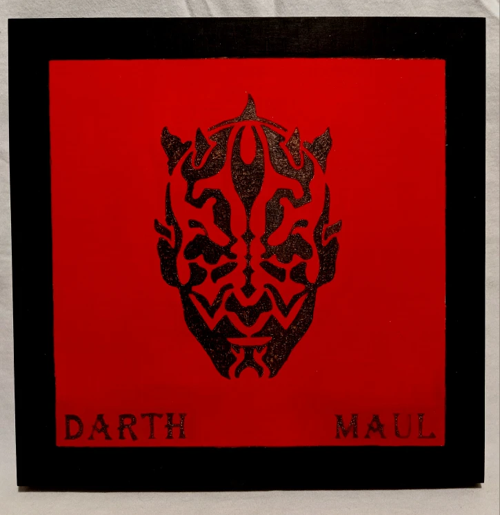 Star Wars: Darth Maul wood burning and painted Art