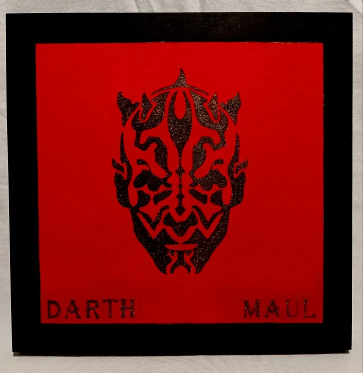 Star Wars: Darth Maul wood burning and painted Art