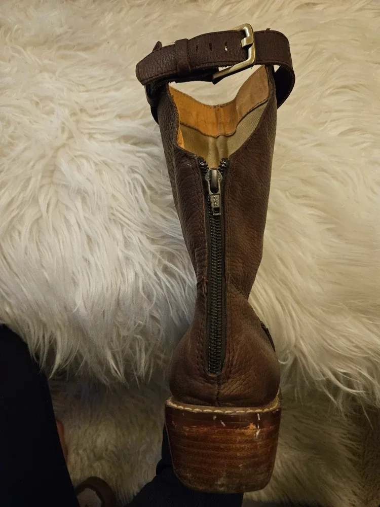 Brown Leather Biker Boots