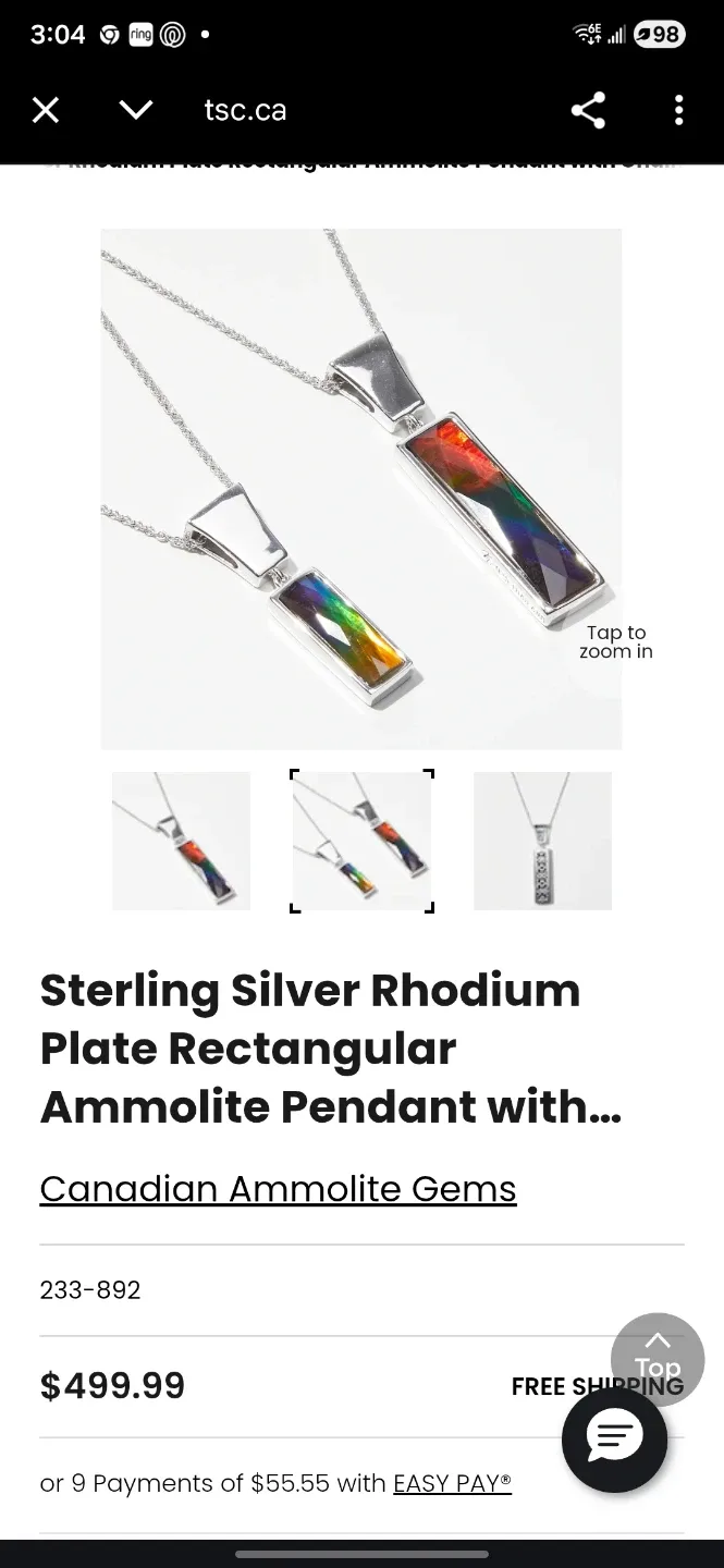 Canadian Ammolite Sterling Silver Necklace & Earrings