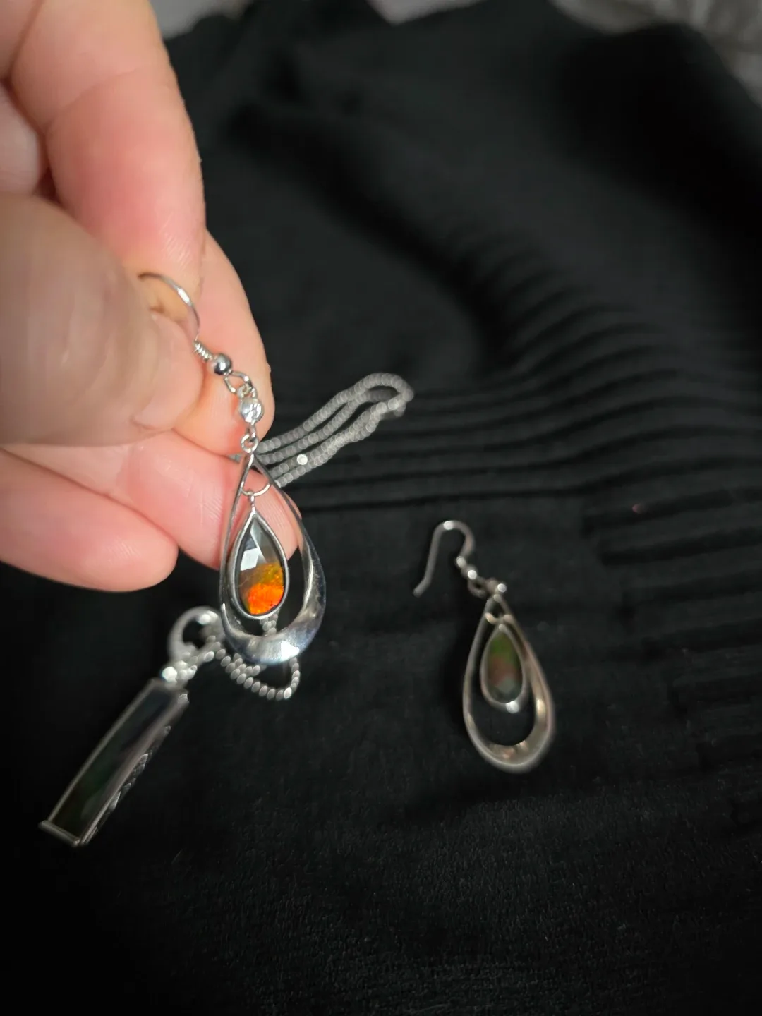 Canadian Ammolite Sterling Silver Necklace & Earrings image indicator(9)