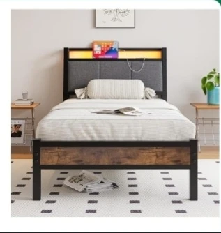 Twin Bed Frame with Charging Station