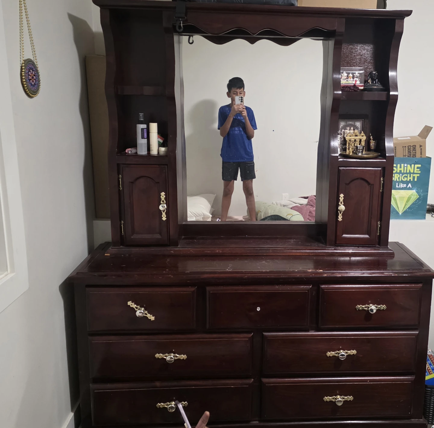 Dark Wood Dresser with Mirror