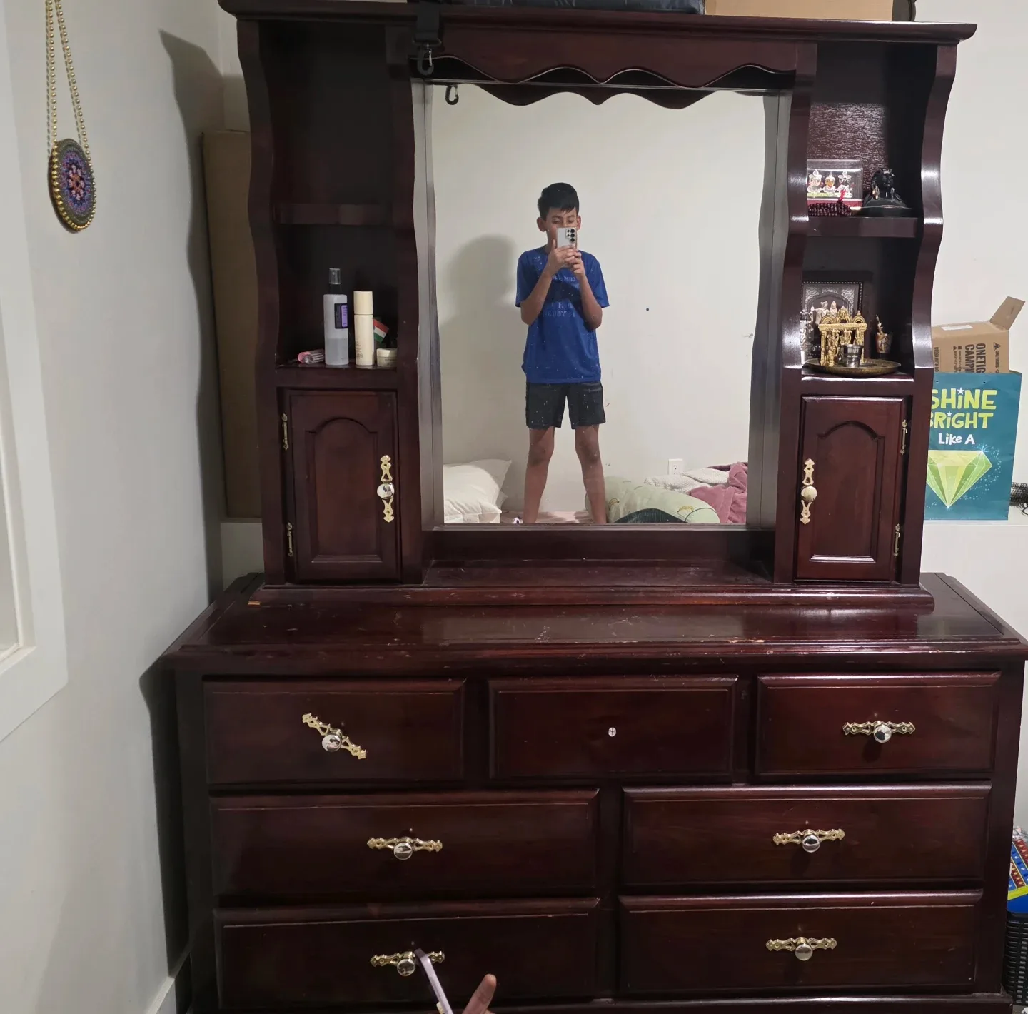 Dark Wood Dresser with Mirror