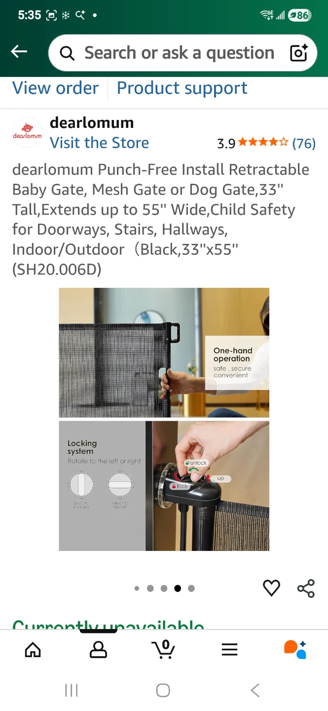 dearlomum Retractable Baby Gate, 33" Tall, Black - photo 3