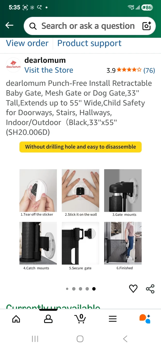 dearlomum Retractable Baby Gate, 33" Tall, Black - photo 4