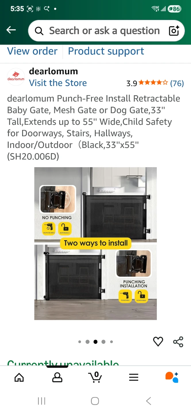 dearlomum Retractable Baby Gate, 33" Tall, Black - photo 5