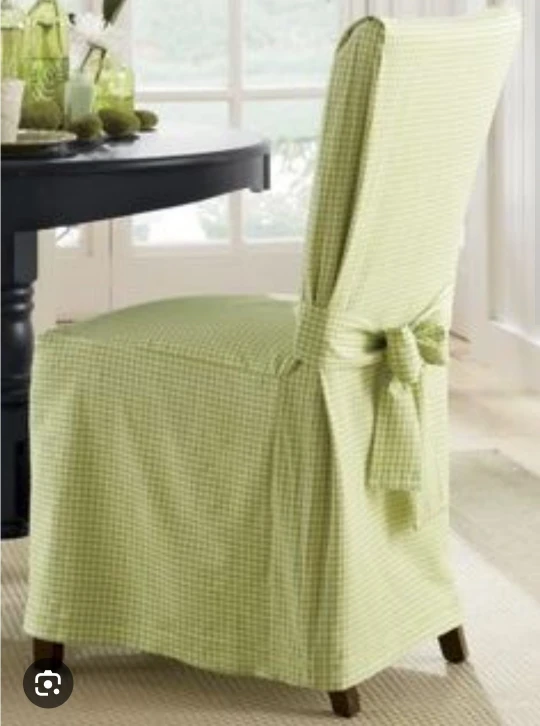 6 Green Gingham Chair Covers - Cotton