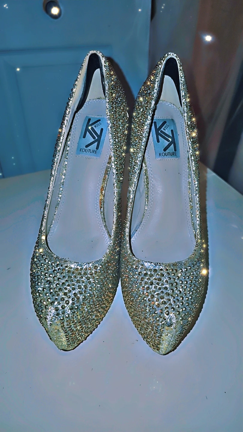 Kouture Gold Rhinestone Heels - Size 7 - photo 3