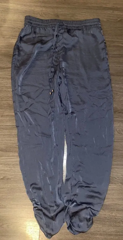 Blue Satin Jogger Pants