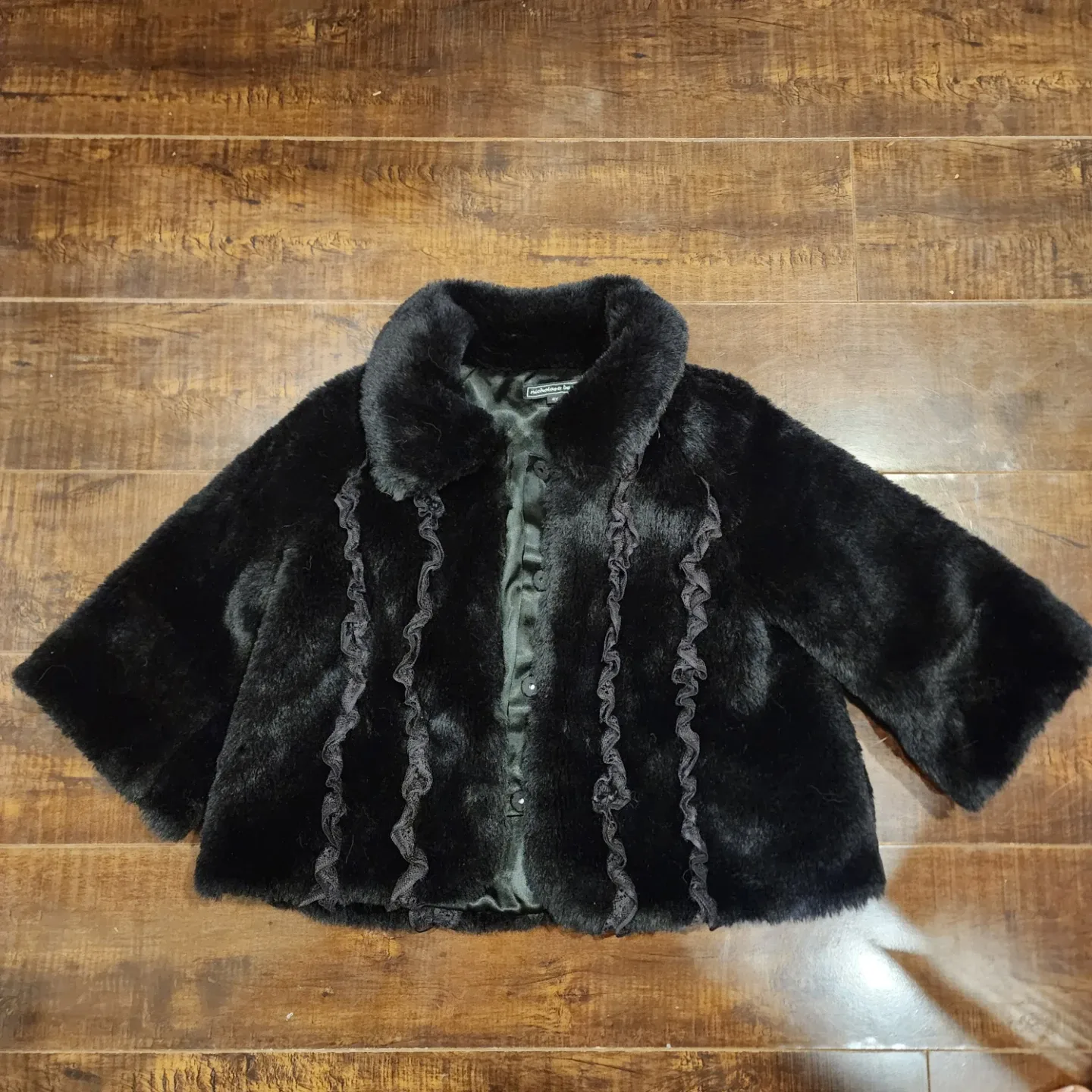 Nicholas & Bears Black Faux Fur Jacket Size 4Y