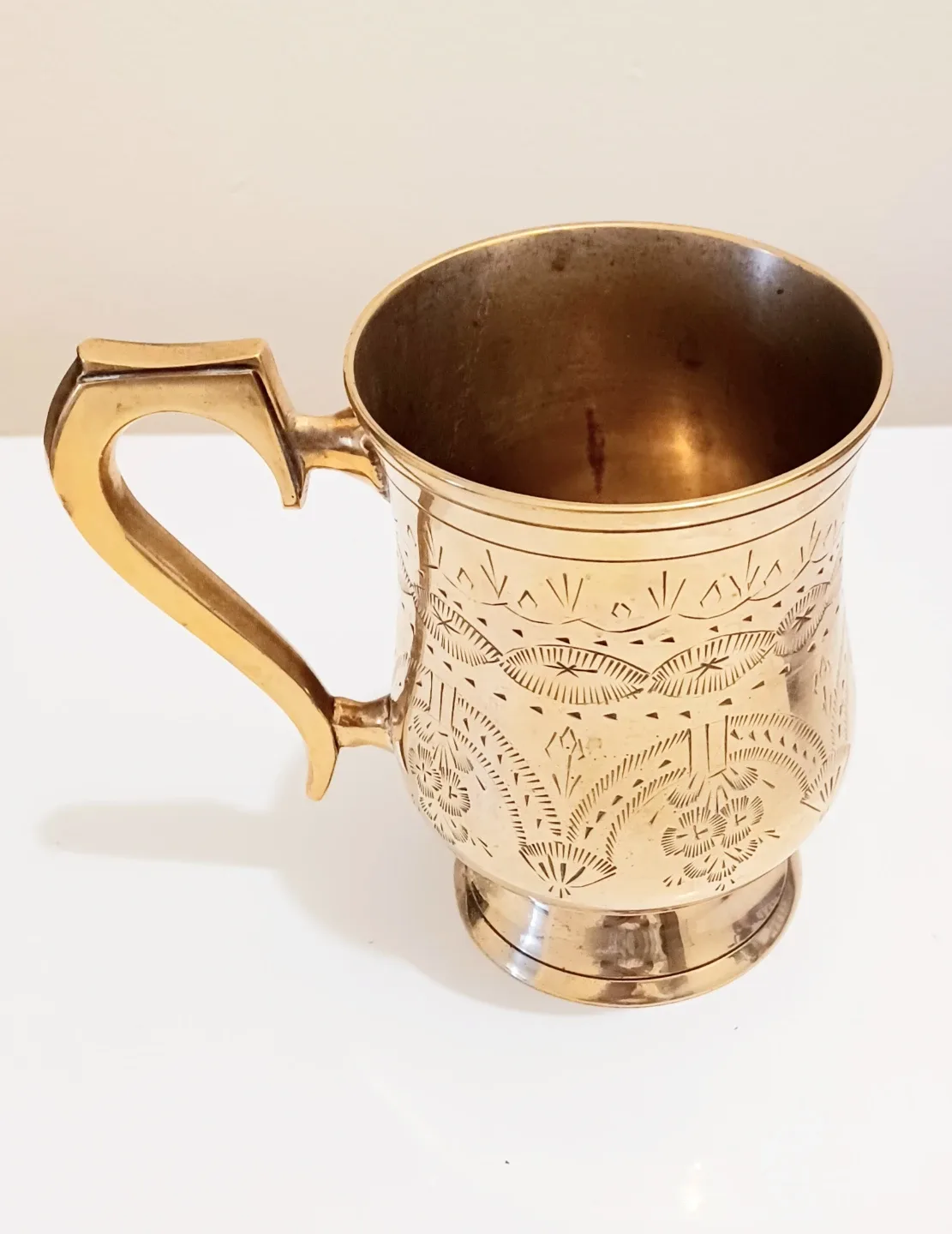 Unique Etched  Solid Brass Mug image indicator(4)