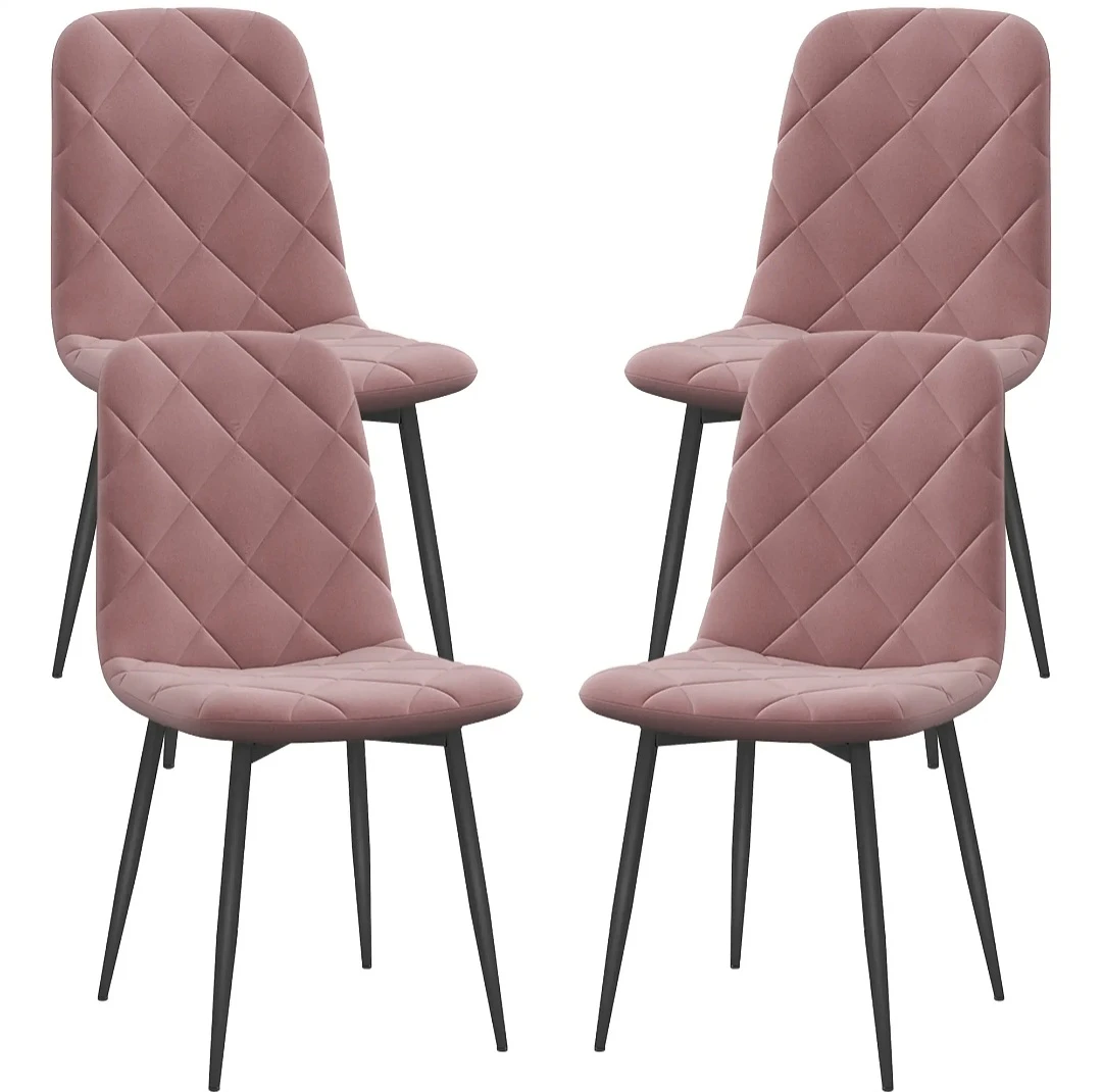 *NEW * Set of 4 Upholstered Dining Chairs with Metal Legs, Pink - photo 4