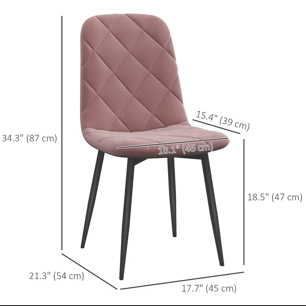 *NEW * Set of 4 Upholstered Dining Chairs with Metal Legs, Pink - photo 5