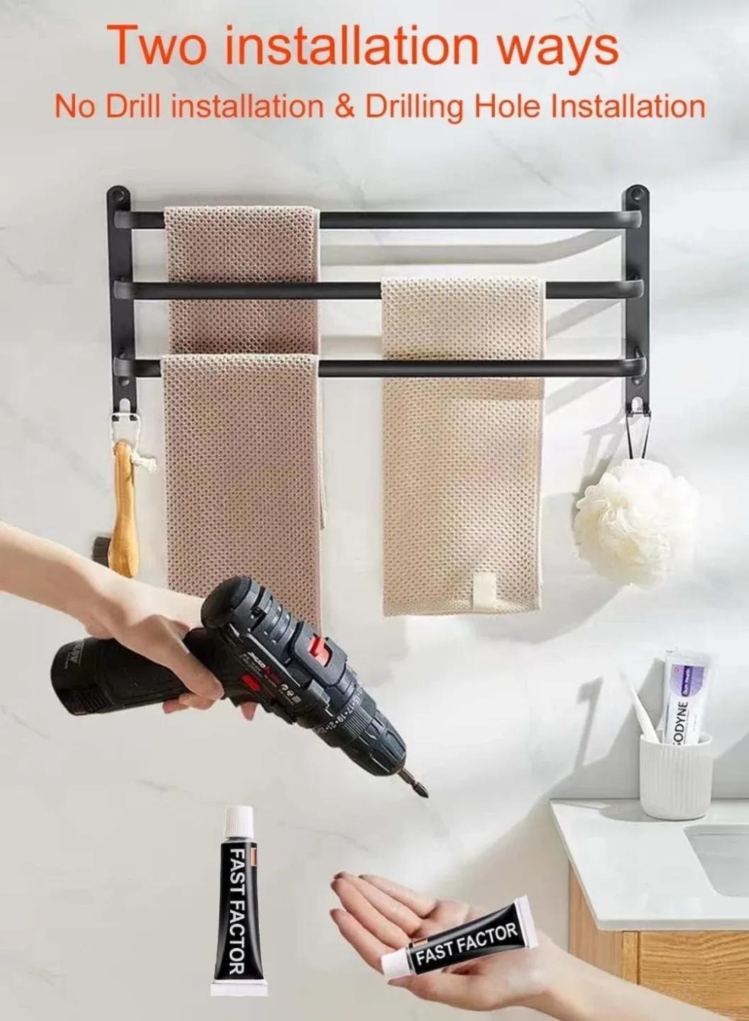 Ruhetfam 80CM Towel Rack - Black image indicator(5)