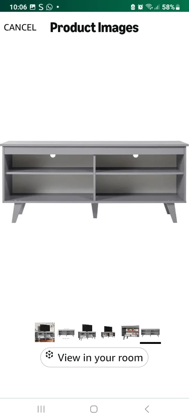 Gray TV stand with 4 shelves image indicator(3)