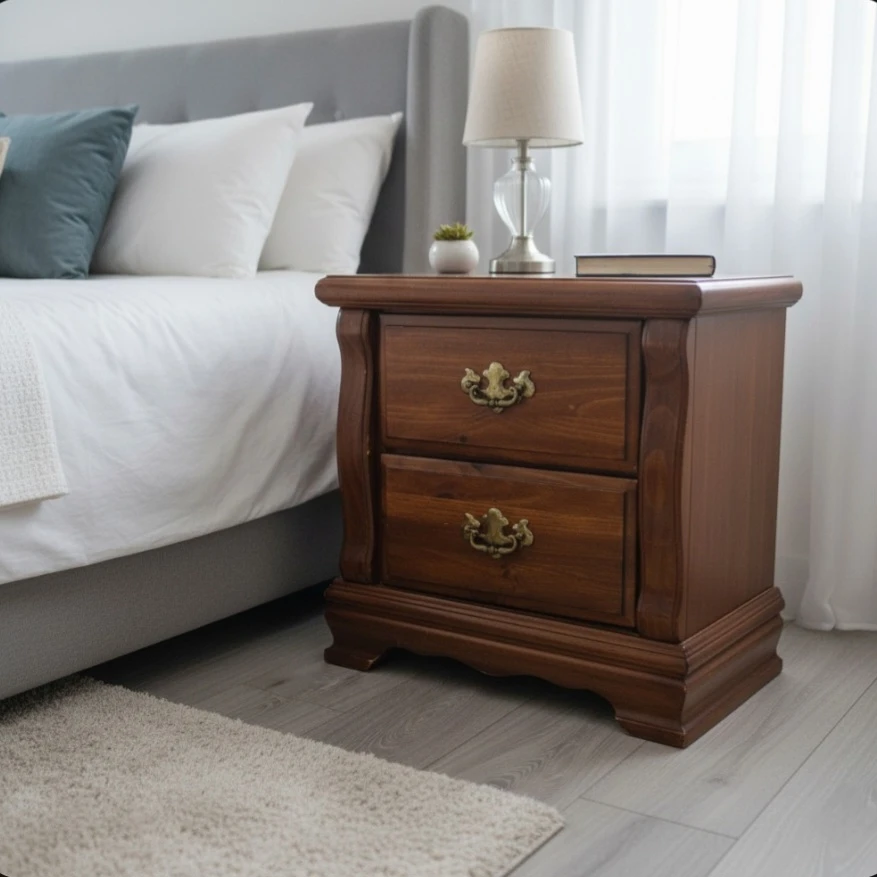 Wooden Two-Drawer Nightstand