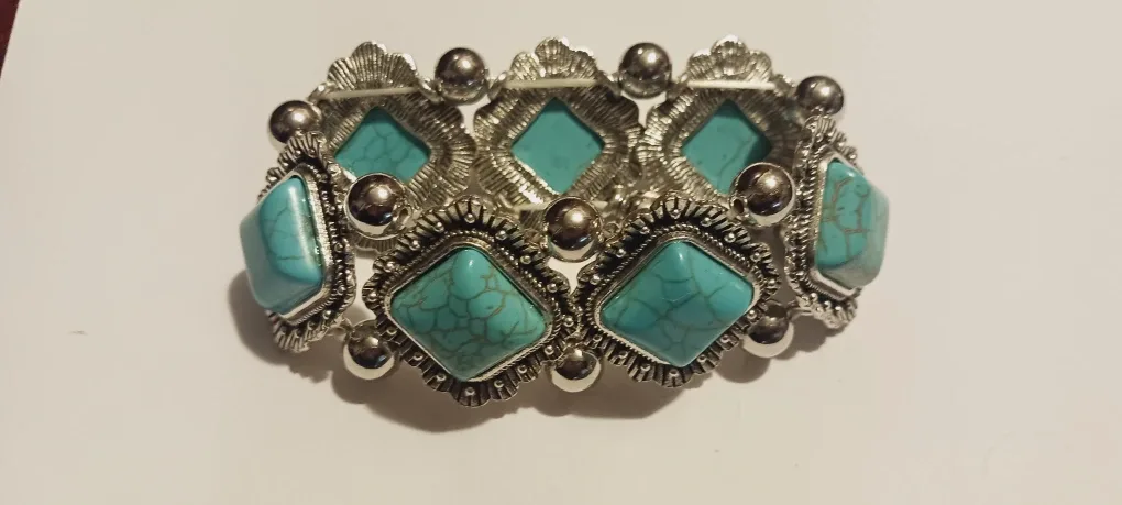 NEW !! Turquoise & Silver Bracelet image indicator(3)