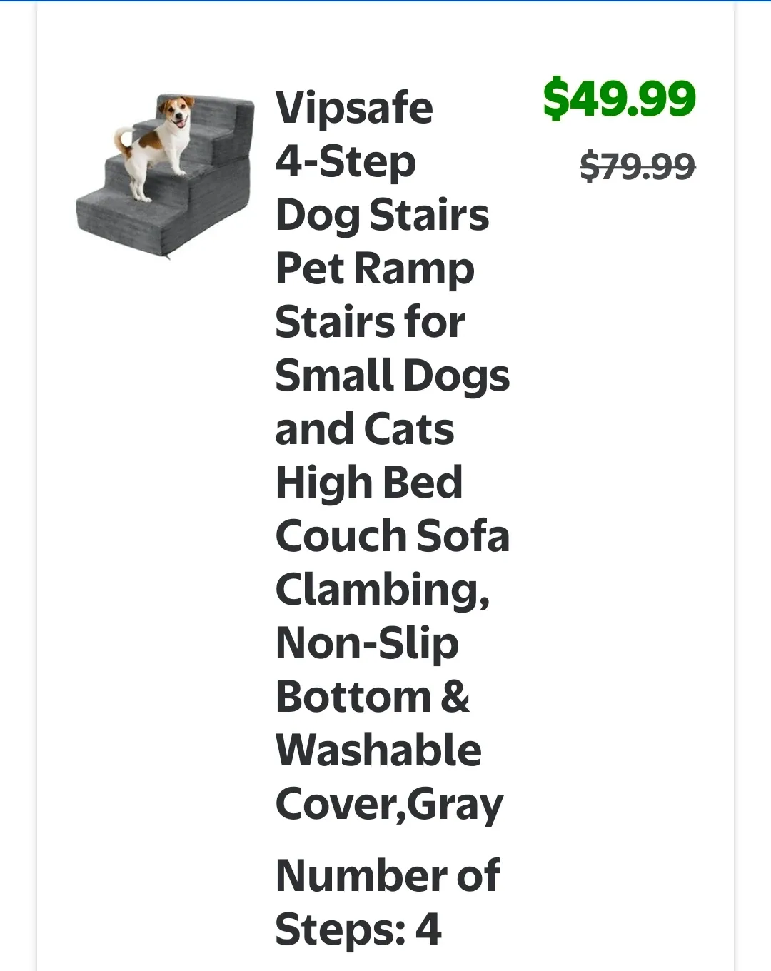 Vipsafe 4-Step Dog Stairs - Gray