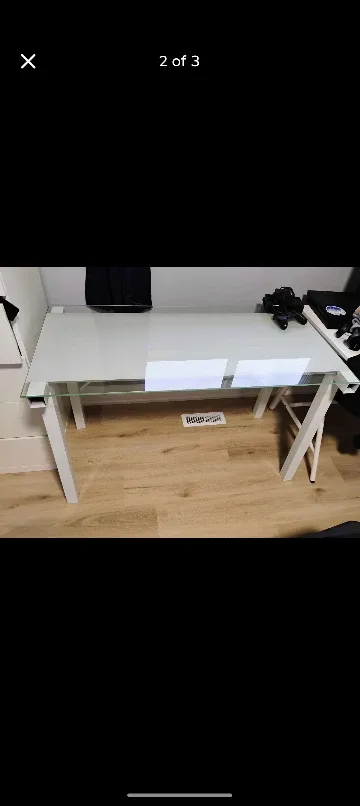 White Glass Top Desk
