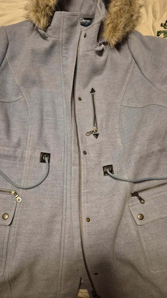 Penningtons Blue Winter Coat with Faux Fur Hood image indicator(2)