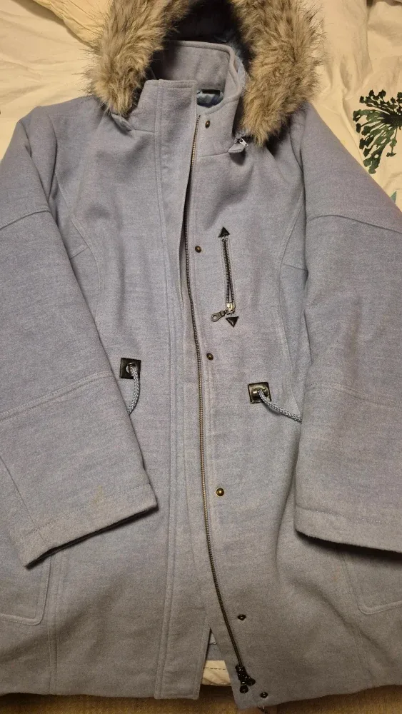 Penningtons Blue Winter Coat with Faux Fur Hood image indicator(3)