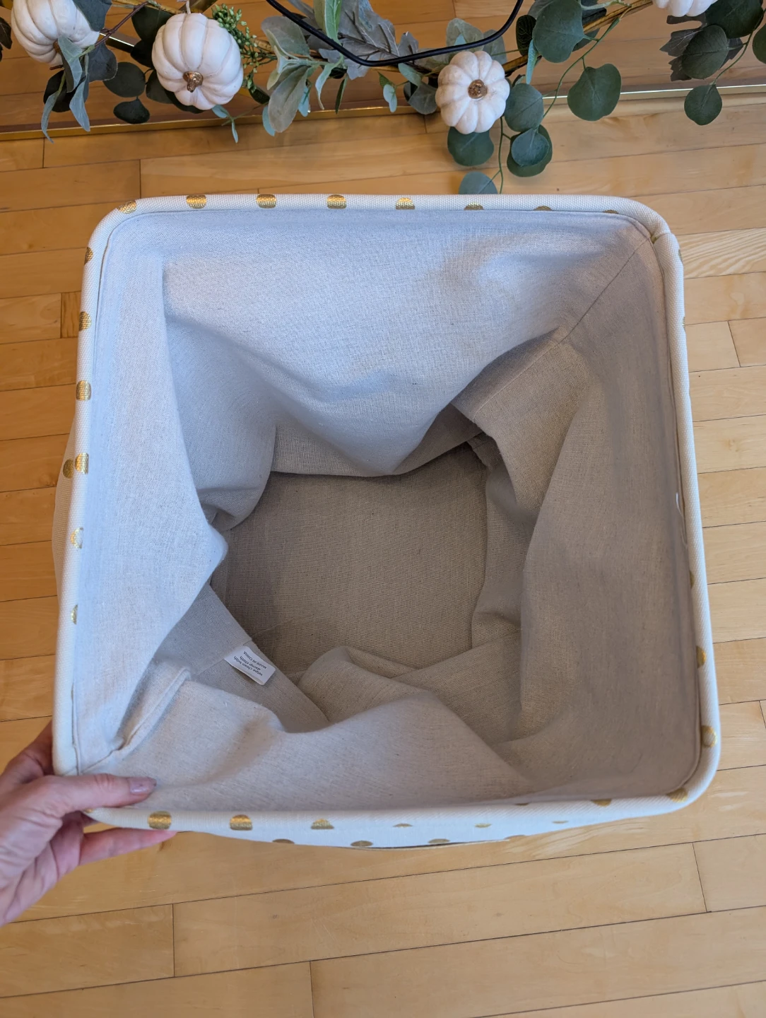 Gold Dot Canvas Storage Basket (Laundry, toys) - photo 2