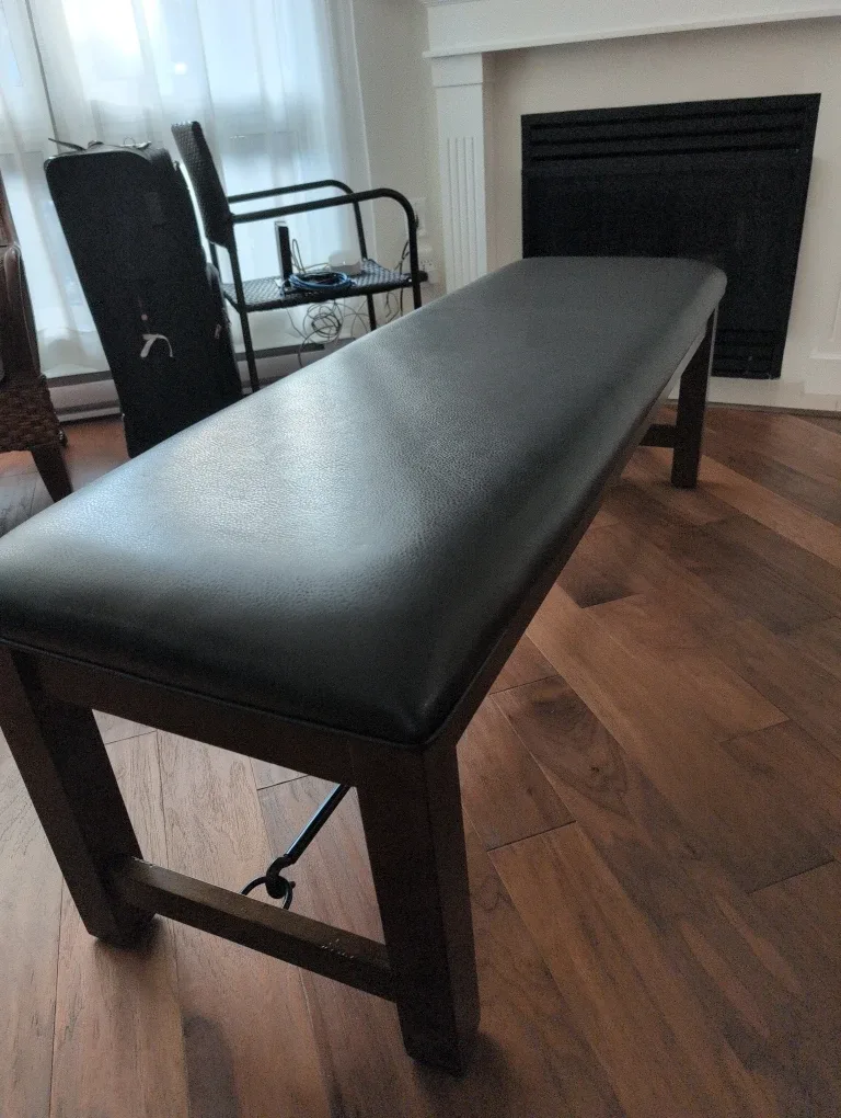 Multipurpose iron and leather Black and brown Bench image indicator(2)