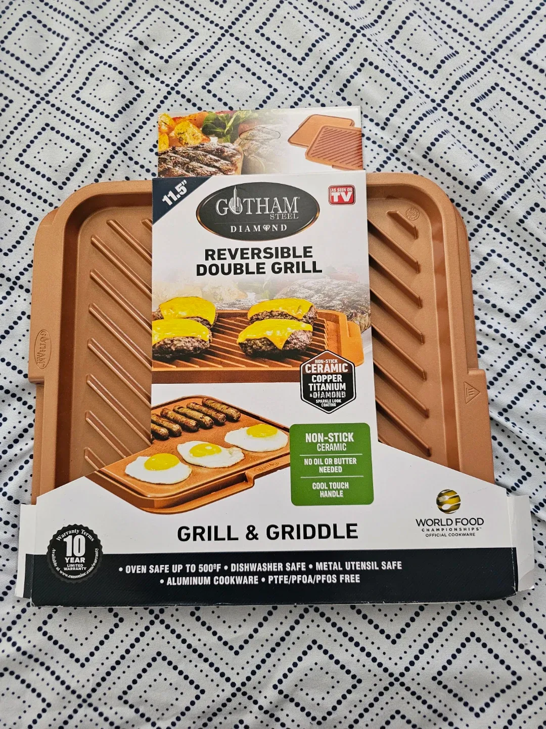 Gotham Steel Diamond Reversible Double Grill & Griddle