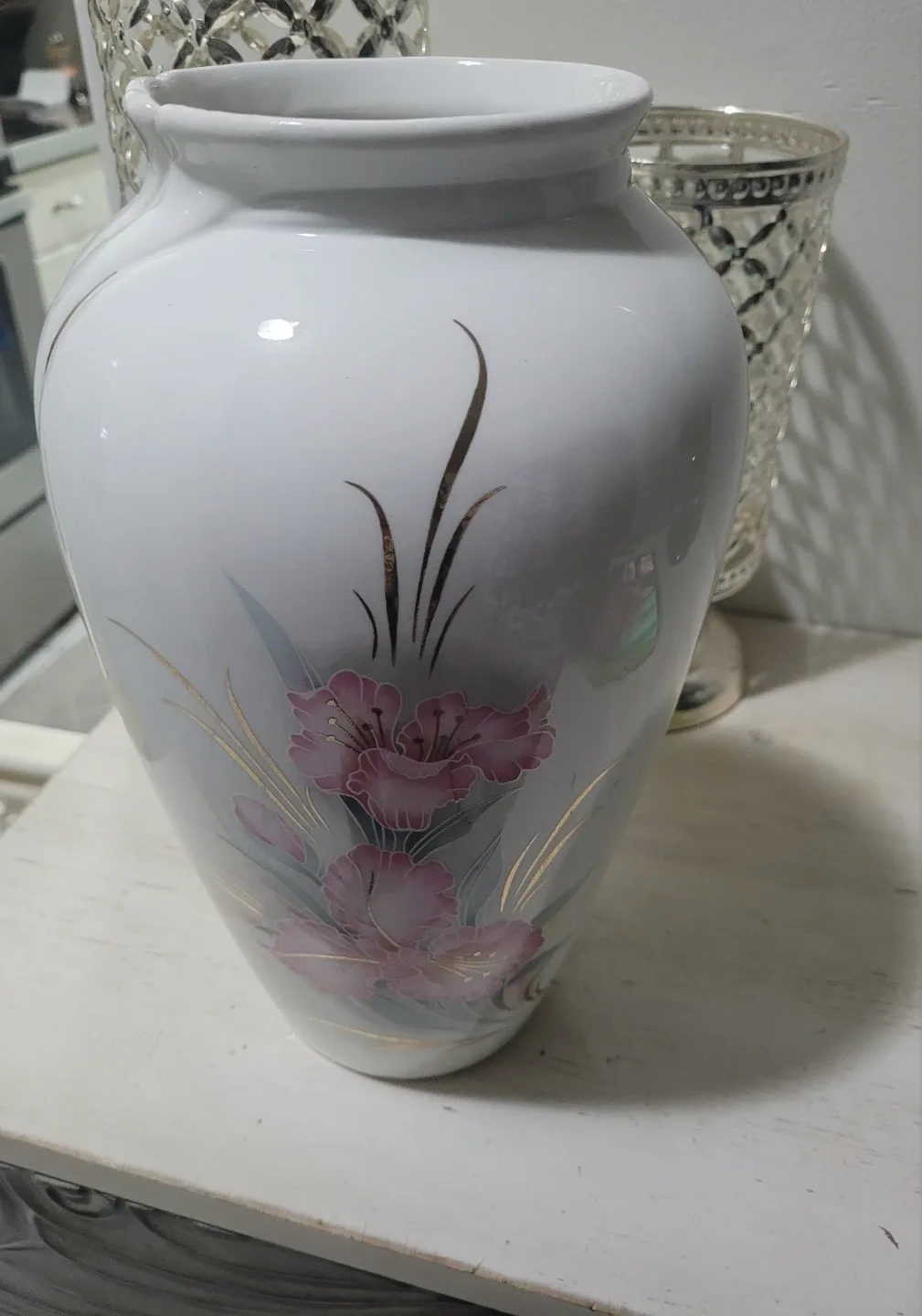 Floral White Vase