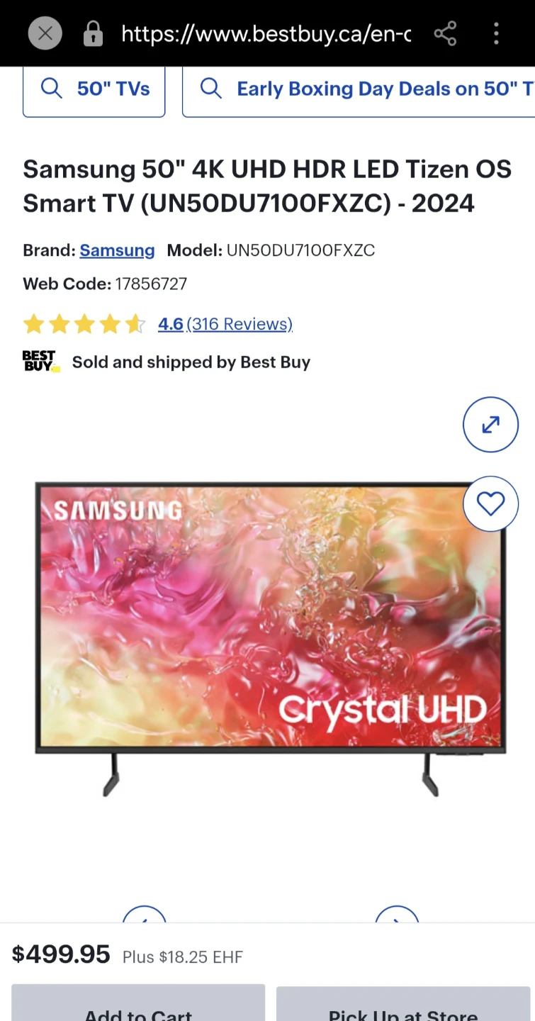 Samsung 50" 4K UHD HDR LED Smart TV - NEW