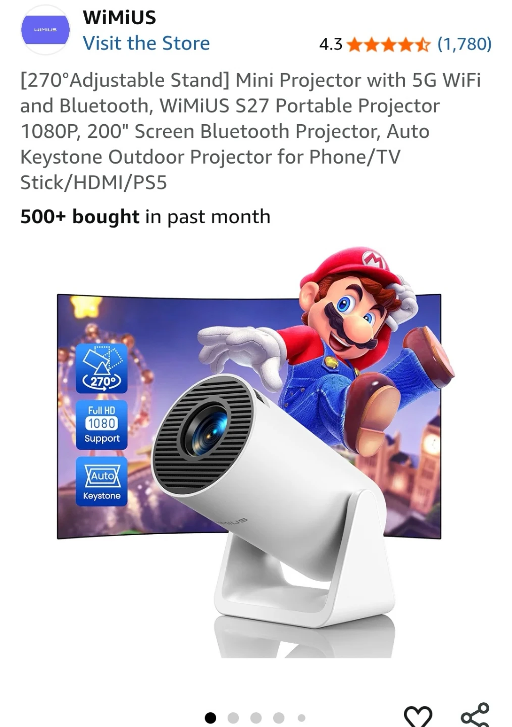 WiMiUS S27 Portable Video Projector - Like New!