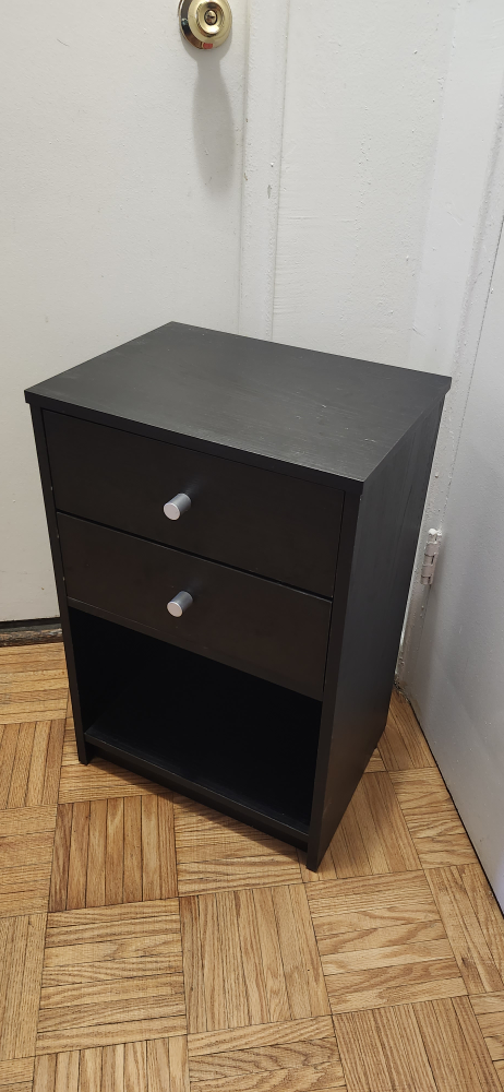 Black Nightstand with 2 Drawers
