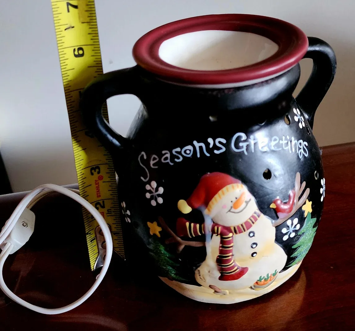 Ceramic Season's Greetings Electric Lamp Christmas Warmer