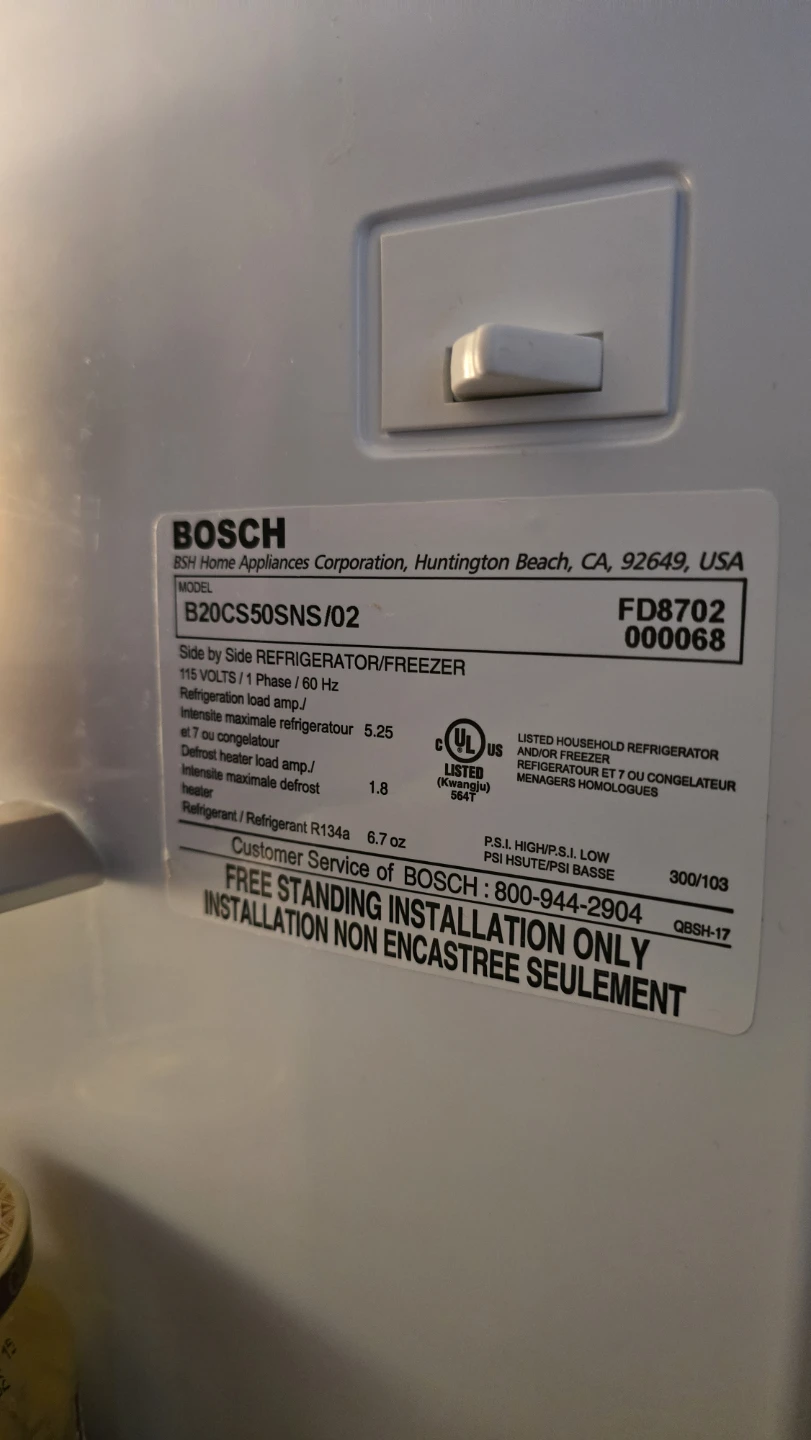 Bosch B20CS50SNS/02 Side by Side Refrigerator/Freezer - photo 2