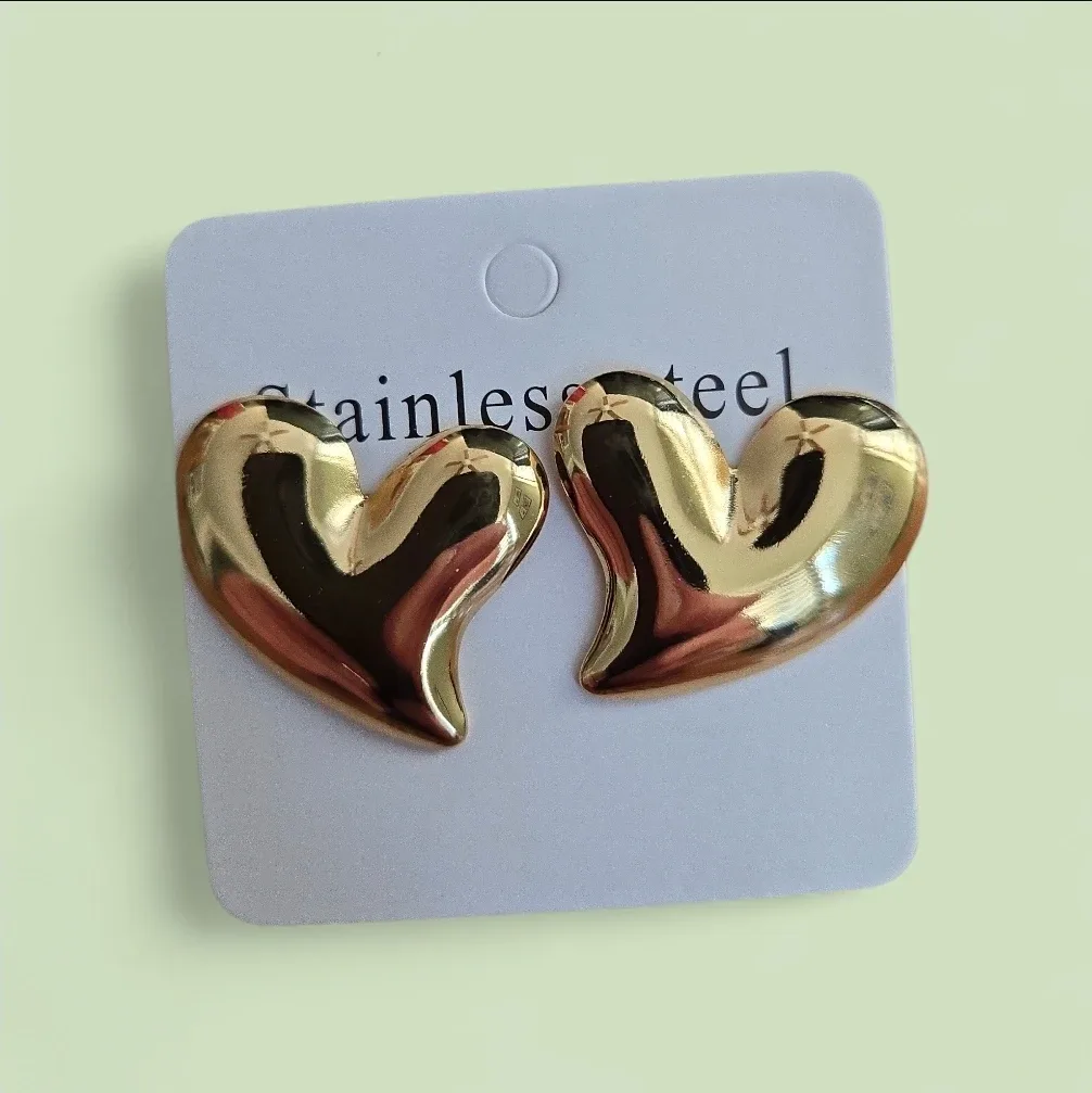 Heart Stud Earrings - Stainless Steel