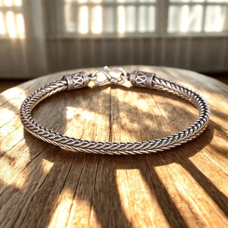 925 Sterling Silver Braided Chain Bracelet image indicator(2)