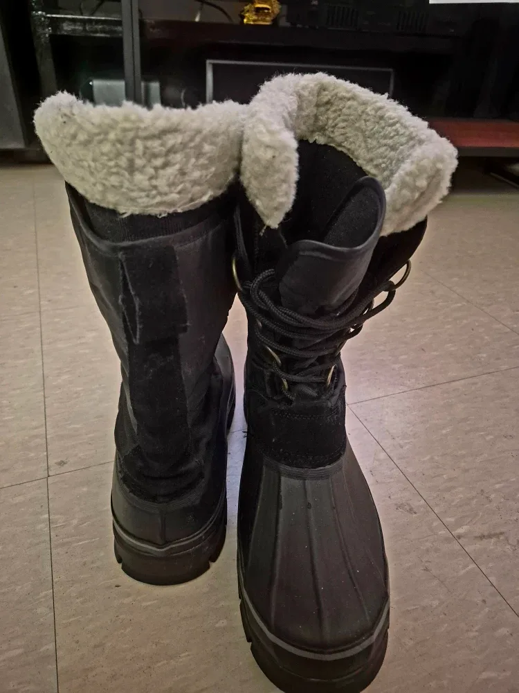 Black Winter Boots with Faux Fur Trim
